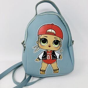 LOL BABY Mini Backpack Light Blue Girl's Bag !Baseball Girl! 7x6x3”
